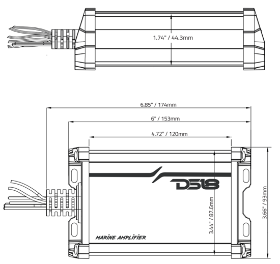 DS18 MP.4A Marine Verstärker 4-Kanal 4 × 40W RMS IPX5