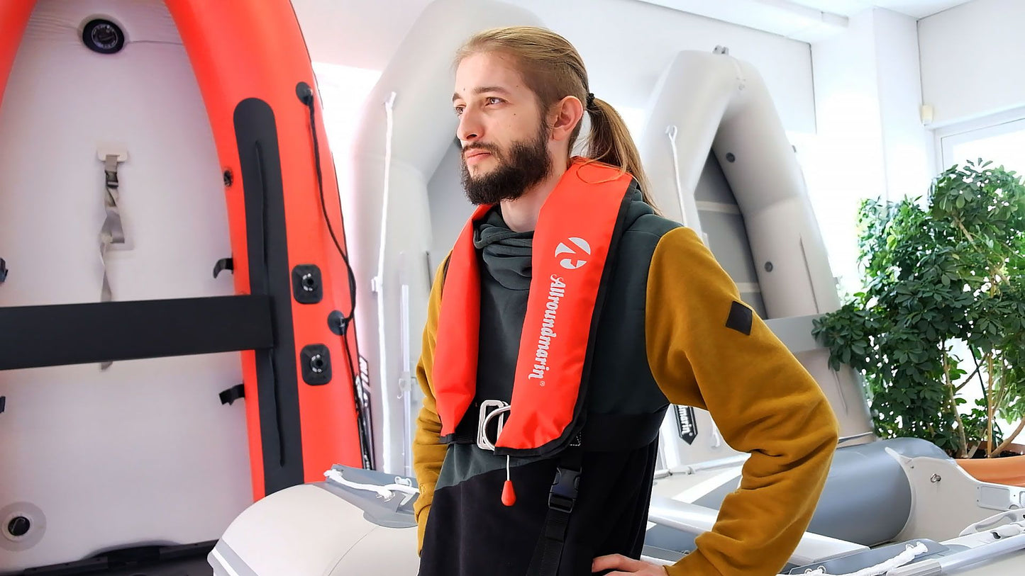 Allroundmarin Automatik-Rettungsweste 300N Rot mit Lifebelt