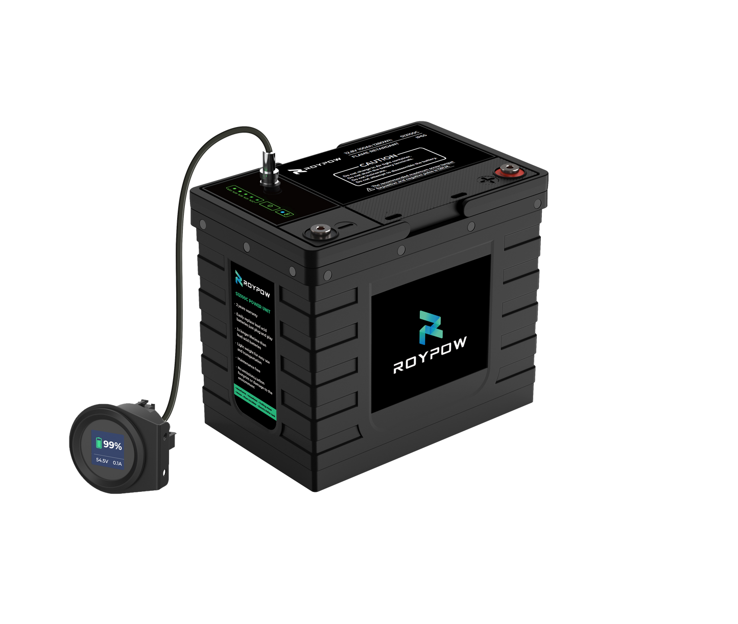 RoyPow IP65 S-Serie Batterie 12V 100Ah, LiFePO4