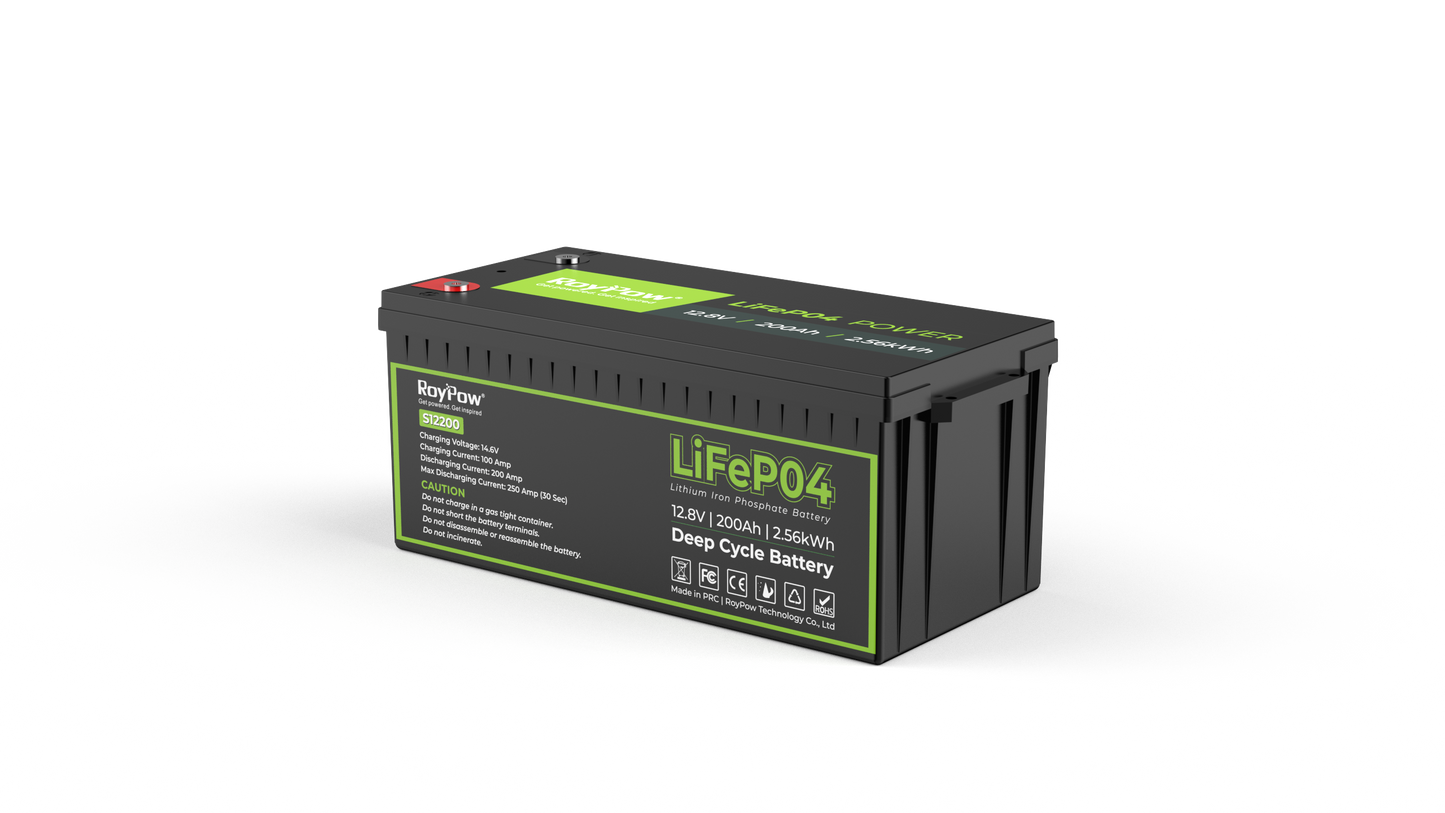 RoyPow IP65 S-Serie Batterie 12V 200Ah, LiFePO4