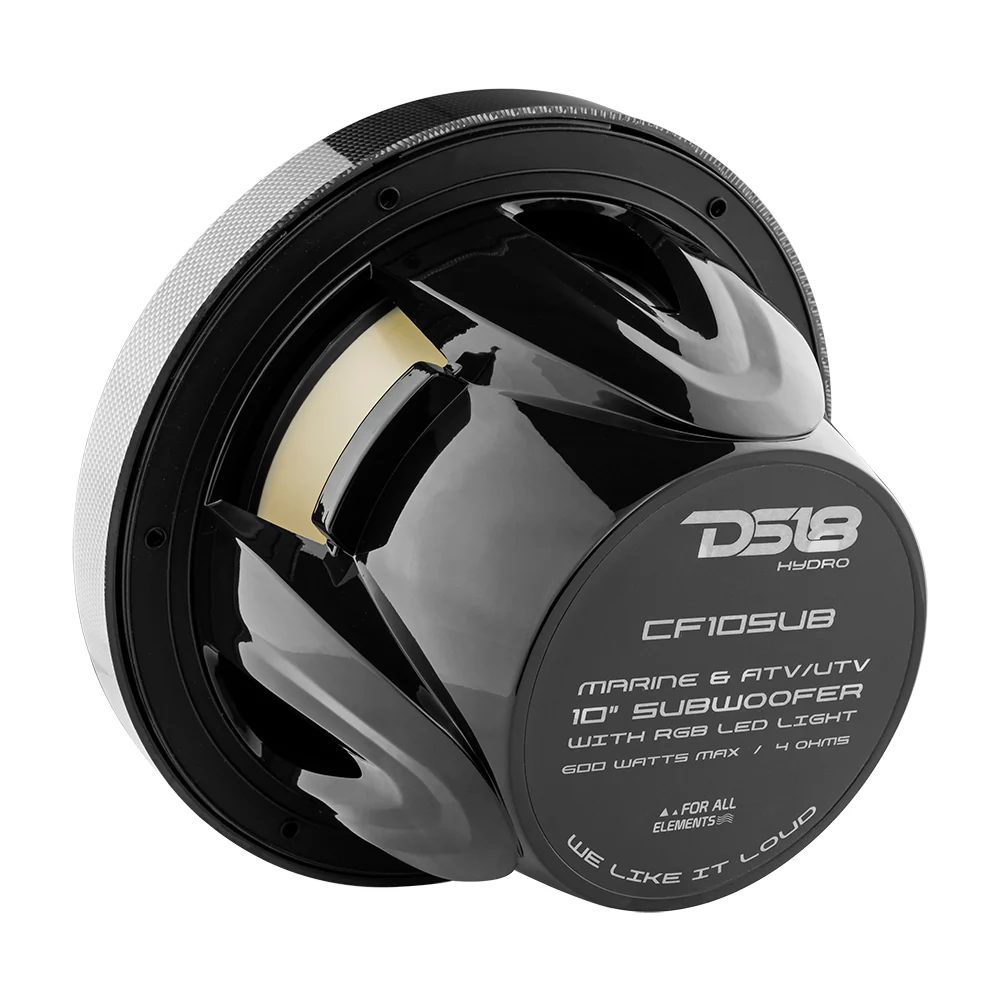 DS18 CF-10SUB 10" Marine-Subwoofer RGB LED 600W 4 Ohm
