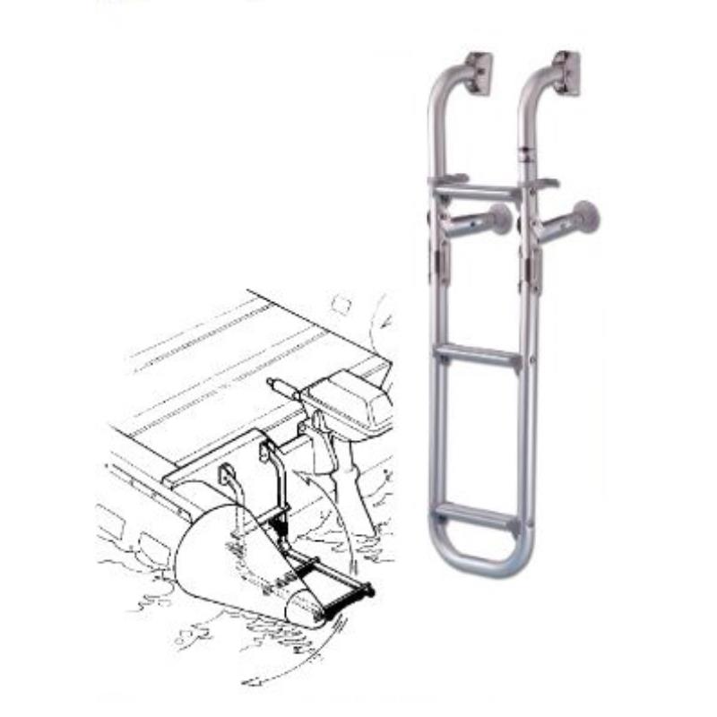 Schlauchbootleiter aus eloxiertem Aluminium 80 cm mit 2+1 Sprossen